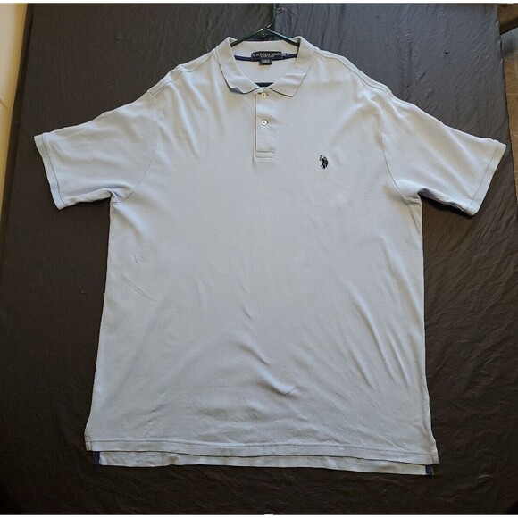 Mens Polo Shirt Xxl Short Sleeve Light Blue Collared U.S Polo 100% Cotton - Picture 1 of 9
